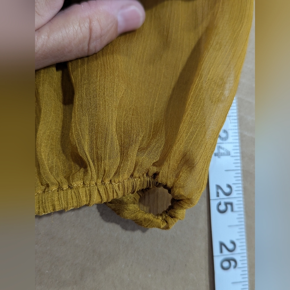 Sunday in Brooklyn Anthropologie Mustard Yellow Sheer Lined Blouse Top Sz S EUC - Picture 15 of 16